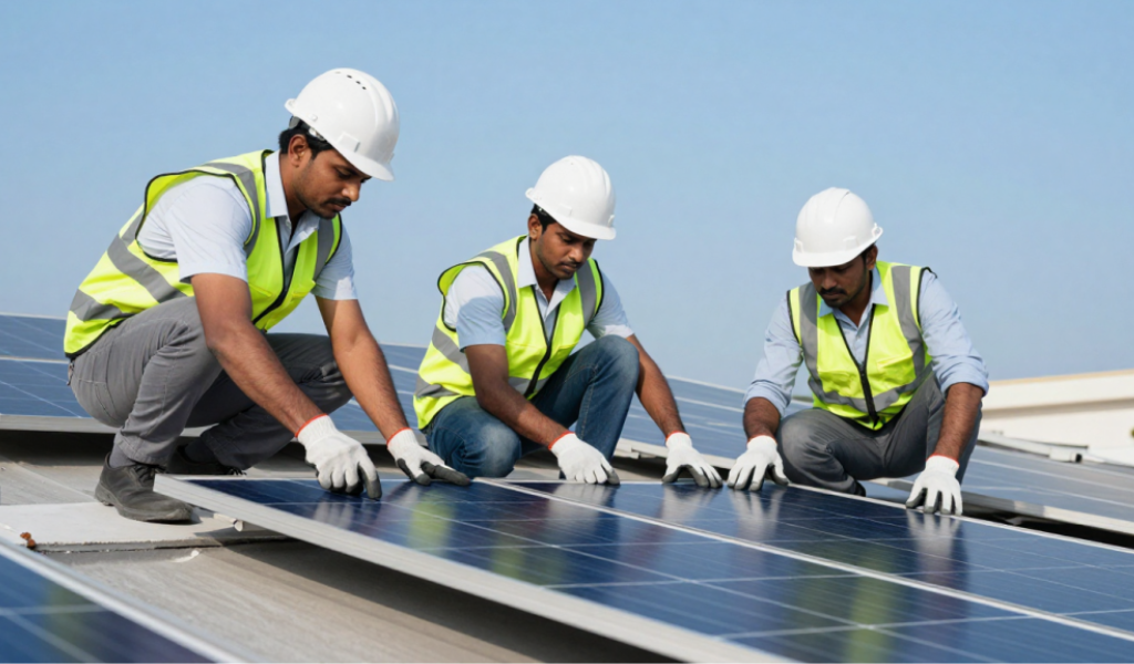 Installation team on rooftop