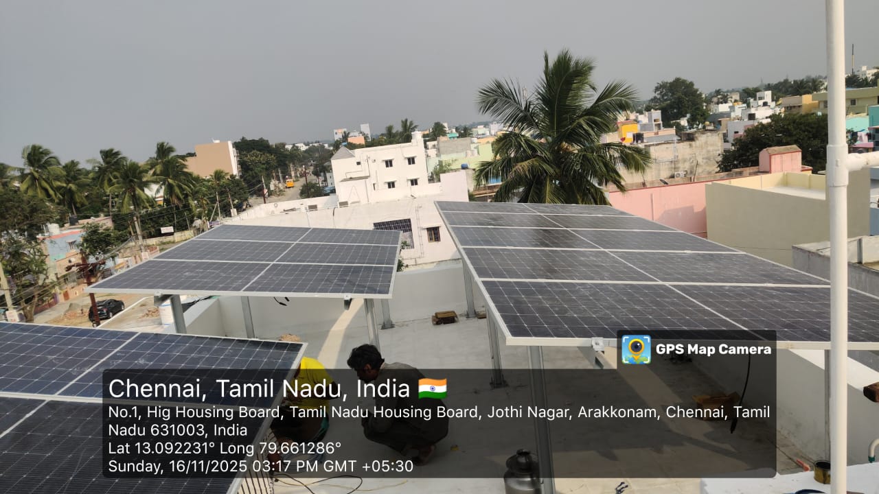 Solar panel installation in progress